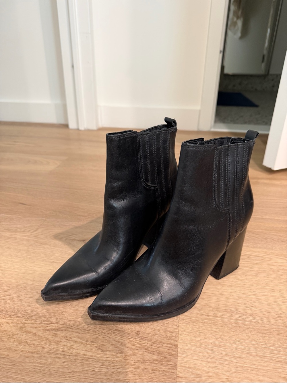 Marc Fisher LTD Oshay Pointed Toe Bootie in Black Leather
